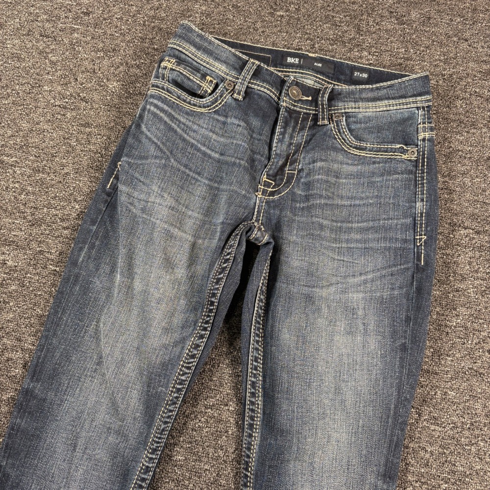 BKE Alec Jeans Womens 27x30 Dark Wash Slim Thick Stitch Embroidered Pocket